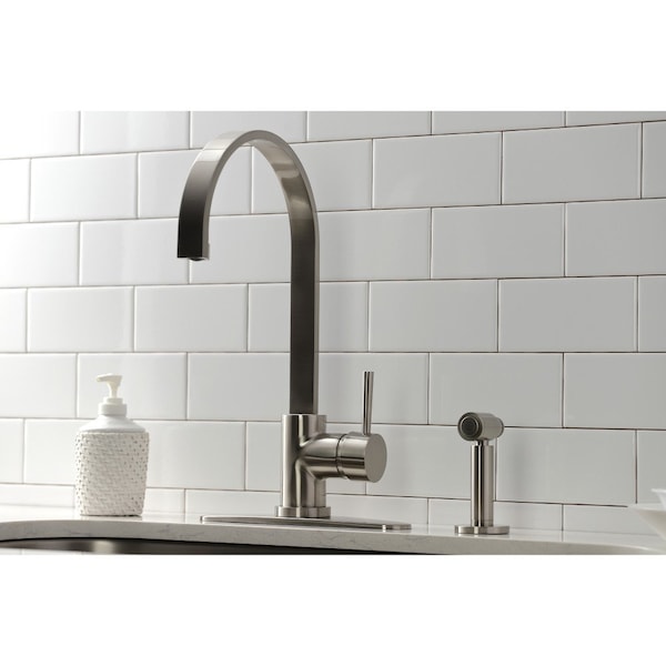 LS8718DLBS Concord Sgl-Handle Kitchen Faucet W/ Brass Sprayer, Nickel